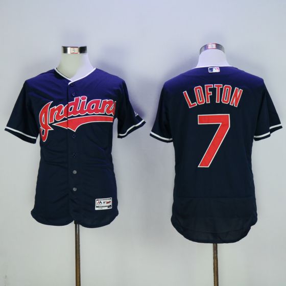 Men Cleveland Indians 7 Kenny Lofton Blue Elite MLB Jerseys